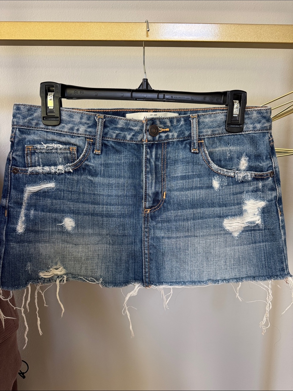Abercrombie & Fitch Blue Distressed Denim Mini Skirt